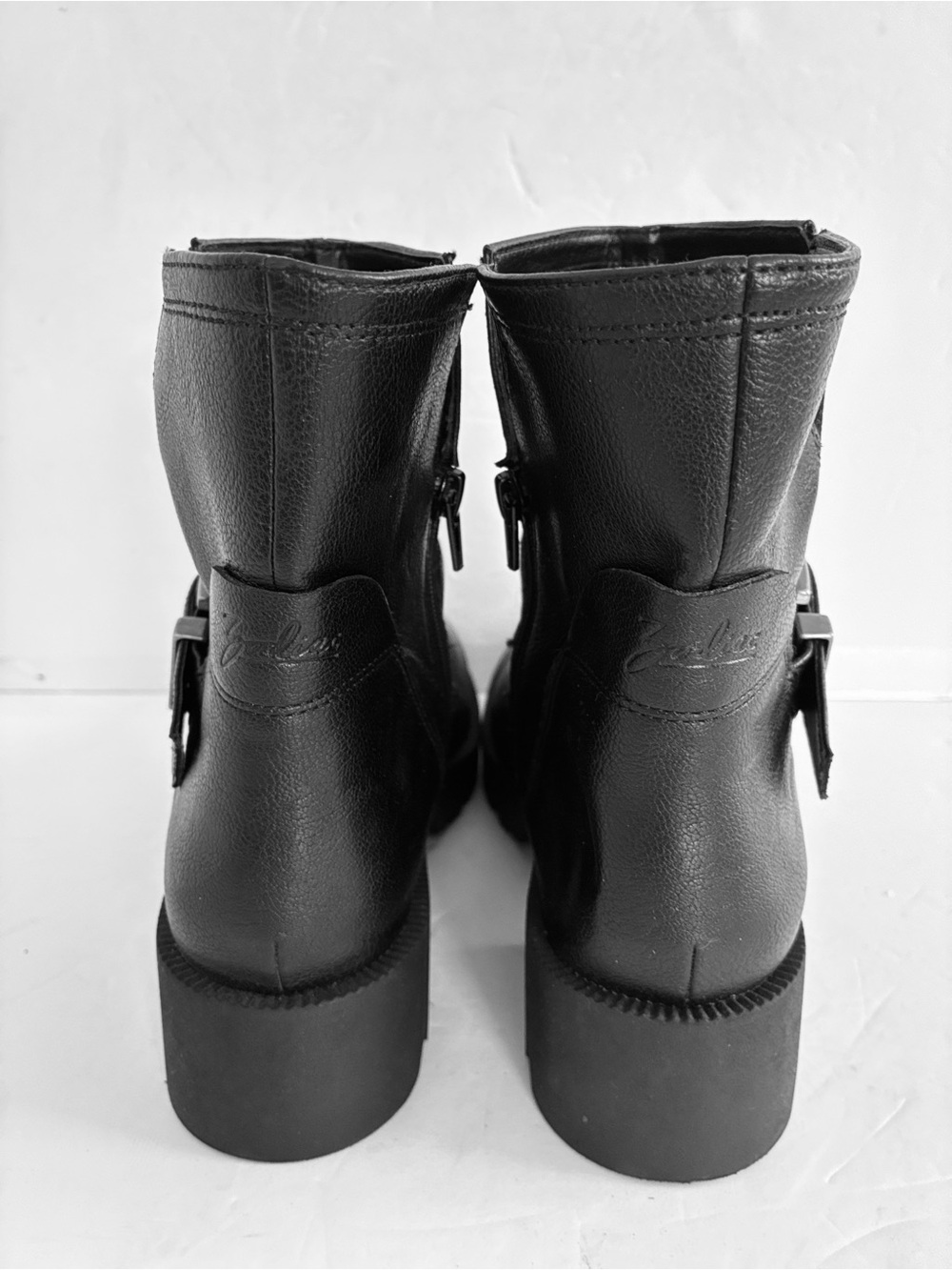 ZODIAC Black Buckle Ankle Moto Boots  Stacked Heel Rubber Sole Shoes Size 11 NEW - Picture 6 of 9